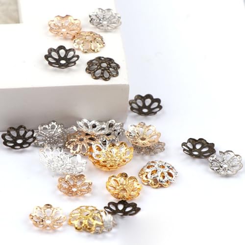 SUPVOX 600pcs Heart-Shaped Hollow Flower Bead Caps Spacer Beads for Jewelry Making DIY Necklace Accessories Mixed Colors Craft Supplies Random Color - Image 8