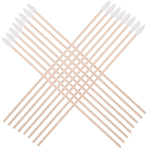 WEKADRIN 100個 木製ハンドル付き単頭綿棒 耐変形コッチップ採用でメイク 清掃 工業作業にな使い捨て清掃用シングルチップスワブ