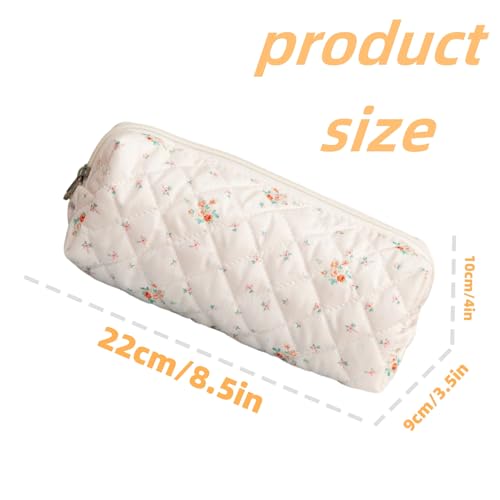 Image of Carry bloom Pencil Pouch Cute Pencil Case for Girls Aesthetic Pencil Bag with Zipper Pen Cases School Supplies Makeup Bag (3 floral beige)