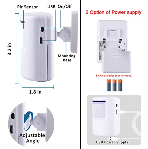 Image of IFITech Wireless PIR Motion Sensor Security Door Alarm with 38 Chime Tunes, 4 Adjustable Volume & LED Indicators for Home, Office, Shop, Hotel or Other Buildings