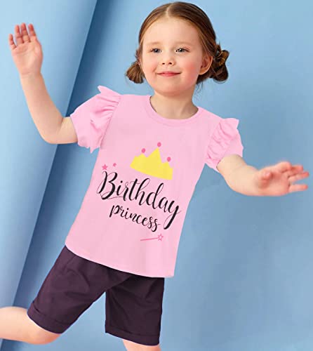Birthday Girl Shirt Toddler Baby Girls T-Shirt 2Nd 3Rd 4Th 5Th 6Th 7Th Birthday Tee Summer Outfit(Crown,4-5T) #TOP1