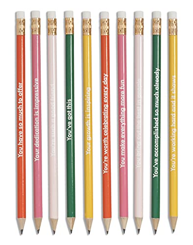 ban.do Write On Colorful Pencil Set of 10, Pre-Sharpened #2 Graphite Pencils for School/Office, Compliments 2.0