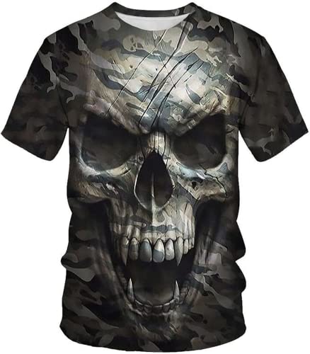 LEXAHO T-Shirt Homme tête de Mort 3D tête de Mort T-Shirt Premium Homme Mode décontracté col Rond Manches Courtes S-6XL (Totenkopf6,3XL) Cover
