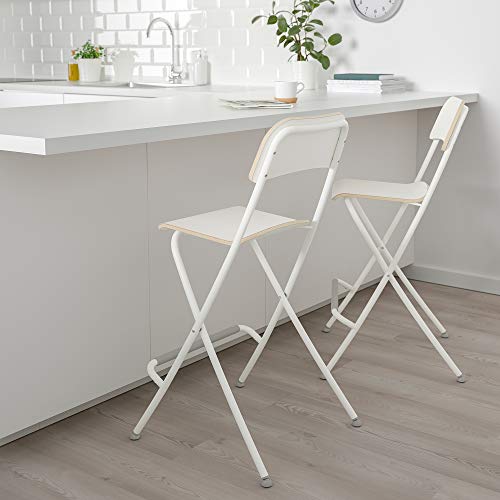 Tabouret de bar pliable avec dossier Franklin assise blanche 63 cm