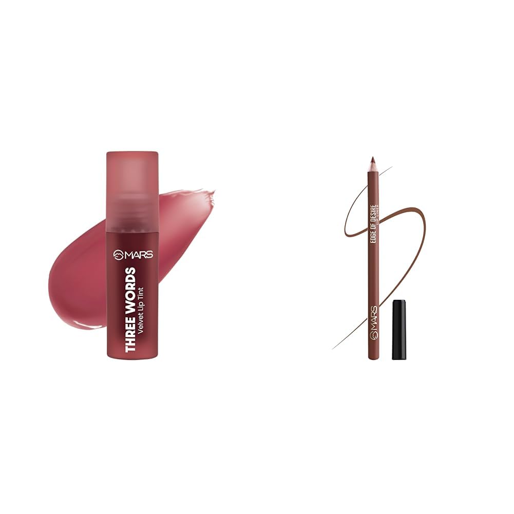 MARS Love Track Velvet Lip Tint (2.8ml) (THREE WORDS) 6 Flattering Shades Matte Lip Liner | One Swipe Smooth Application | Long Lasting Lip Pencil (1.4gm) (13-CINNAMON ROLL)-image-38