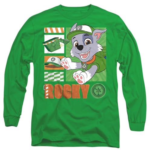 Popfunk Paw Patrol Rocky Action Icon Unisex Adult Long-Sleeve T Shirt