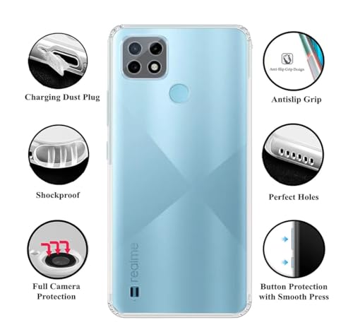 Image of COVERBLACK Rubber Back Cover for Realme RMX3261 / C21Y / C25Y - Transparent