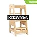 KidzWerks Child Standing Tower Kids Kitchen Step Stool Toddler Wood Stepping Stool - Children's Montessori Stool - Adjustable Platform, Natural Wood