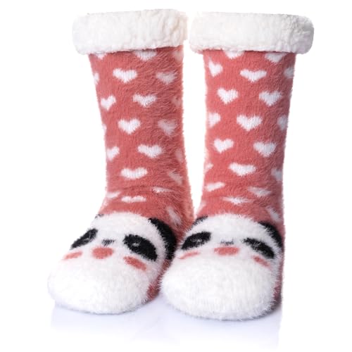 Image of WEVIAS Womens Slipper Fuzzy Socks Winter Thermal Cozy Warm Fleece Lined Non Slip Fluffy Thick Soft Sleep Cabin Socks With Grips