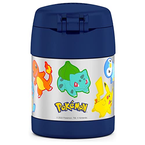 Image of THERMOS FUNTAINER 10 Ounce Stainless Steel Vacuum Insulated Kids Food Jar with Spoon, POKEMON