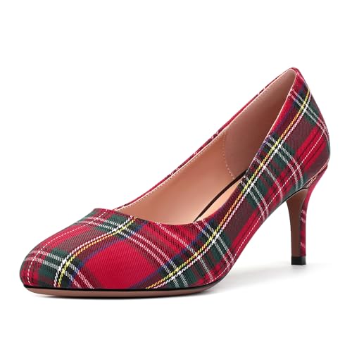 ROSERWISH Womens Slip On Wedding Party Round Toe Sexy Elegant Stiletto Mid Heel Pumps Dress Shoes 2.5 Inch