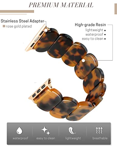 Heesch Tortoise Shell Watch Band For Apple 40Mm For Women Resin Stretchy Watch Strap Bracelet For Apple Watch Series 7 Band For Iwatch Wristbands 38Mm #TOP2