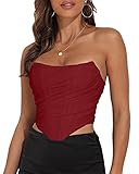 Women's Vintage Strapless Open Back Boned Mesh Bustier Zip Back Corset Bodyshaper Crop Top