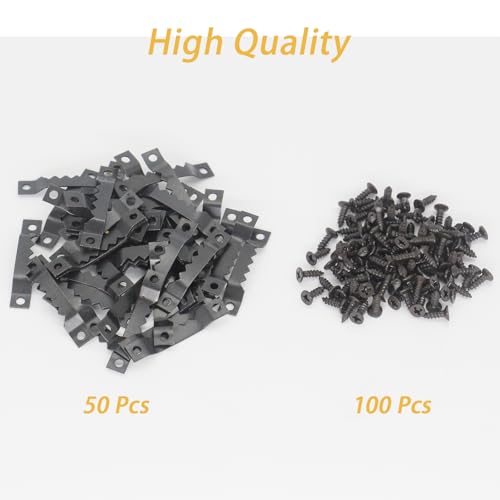 Image of 50 Small Sawtooth Picture Frame Hangers with Screws, Reliable Steel Hardware for Hanging Paintings, Photos, Clocks, and Art - Strong, Simple Installation, and Perfect for Versatile Home Use (Black)