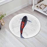JHAOUNUK Alfombrilla de Baño Absorbente Antideslizante Lavable,Alfombra de Ducha con Respaldo de Goma para Baño,Bañera,Japón Koi Naturaleza Animales Nadar Vida Salvaje Chino Color Acuático,60x60cm