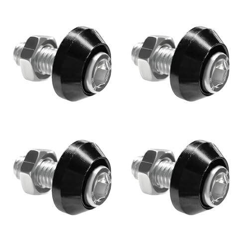 VCYOPN 4 PCS Motorcycle License Plate Bolts M6 Rustproof Aluminum Alloy License Plate Frame Fasteners Tag Frame Decorative Mounting Screws for Most Motorcycles Cars Trucks (Black)