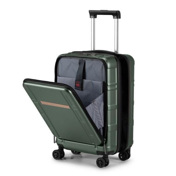 Perfect Size Carry On Luggage for Air Travel, 20-Inch Durable Design with Double Spinner Wheels, Dark Green4
