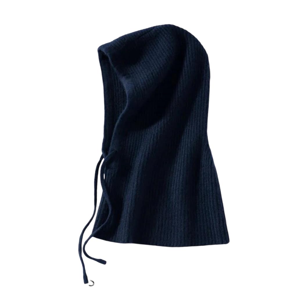 Set di Sciarpe e Cappelli con Cappuccio in Maglia di Cashmere da Donna, Spesso, Invernale, con Bavaglino, Scaldacollo, Morbido Berretto alla Moda per Esterni (Blu Navy, Taglia Unica)