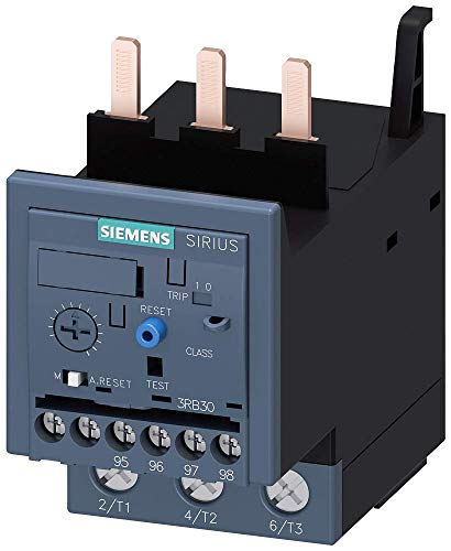 Siemens Sirius 3RB30361WB0 Solid State Overload Relay, 20 to 80A Range, Size S2, Class 10, Manual/Automatic Reset, Screw Terminal