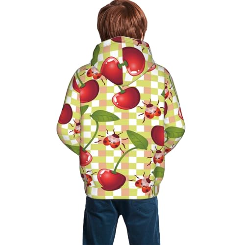 Cherries and Ladybirds Kid Hoodies Boys Sweatshirts Girls Pullover with Pocket4