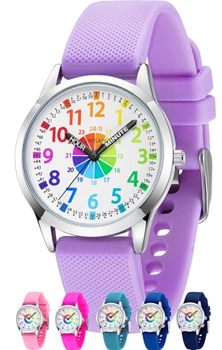 Kids Analog Watch, Learning Watch for Kids 8-12, Waterproof Time Teacher Watches for Boys Ages 5-7 6-8, Easy to Read Educational Girls Watches Ages 8-12, Great Gift Boys Girls Year 4-12 Old Waterproof