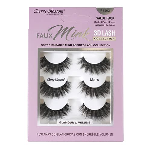 Cherry Blossom Faux Mink 3D Eyelashes 3 Pairs (10 PACK, Mink 72233)
