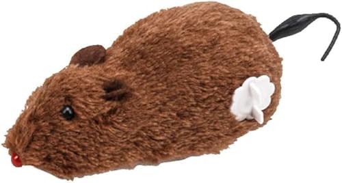 Yjemle Brown Furry Mice Cat Toy Wind Up Toys Realistic Mouse Toys Funny Moving, Cat and Animals Interactive Play Mouse for Kitten, Mice Animals