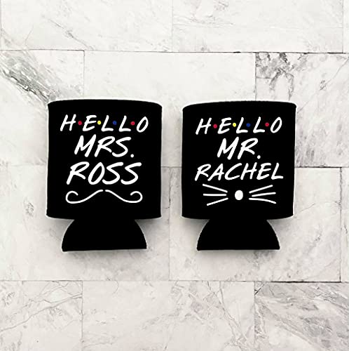 Set of 2 Mrs. Ross and Mr. Rachel Beer Can Coolers | Friends TV Show | Friends TV Series | Friends Central Perk | Rachel Green | Ross Geller -by LEADING EDGE DESIGNS