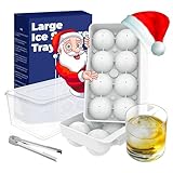 BEBIGSELLER Ice Tray, (2 Pack) Sphere Ice Cube Tray Large (2.5 inches) (Tong + Box) (8 Cavities), Round Ice Cube Trays for Freezer, Round Ice Cube Make for Whiskey, Cocktails, Ice Coffee
