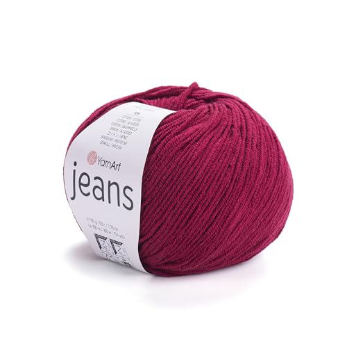 YarnArt, Jeans, Hilo De Mezcla De Algodón Para Amigurumi, Ganchillo Y Punto, Hilo Turco Suave 55 % Algodón, 45 % Poliacrílico, Para Proyectos Hechos A Mano, Color 52