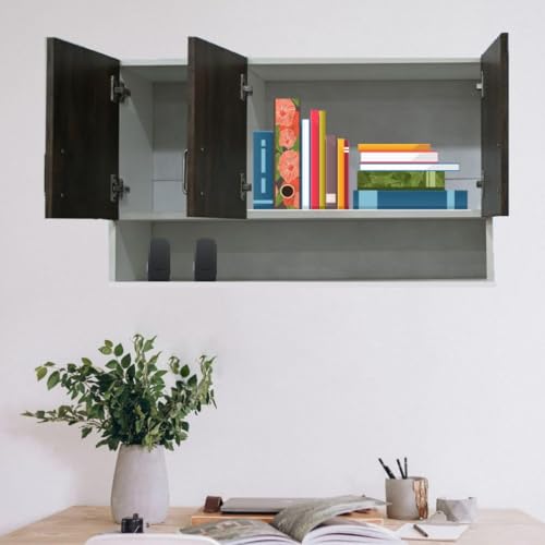 Image of Multipurpose Storage Cabinet & Adjustable Shelf Space Organizer Engineered Wood Termites Resistance Wall Mounted for Office, Kitchen, Bedroom (Cochwood Brown & Highland Pine, Door 3)