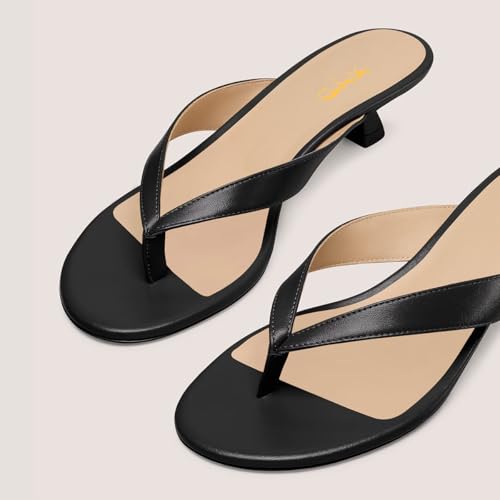 XYD Women Thong Slide Sandals Round Open Toe Slip On Flip Flops Kitten Low Heels Summer Casual Stylish Shoes2