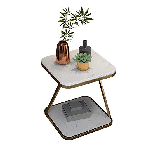 Table basse en métal doré avec double plateau en marbre - 2