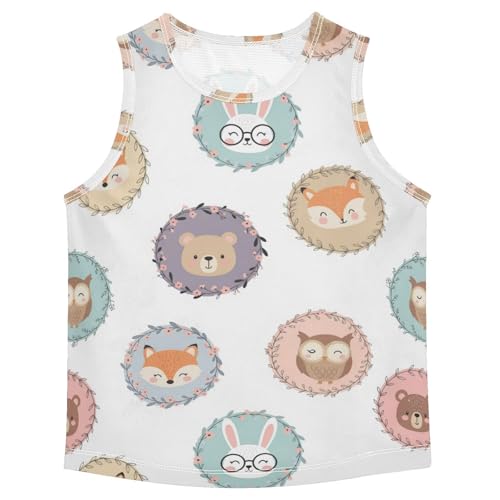 J JOYSAY Fox Rabbit Owl Bear Boys Tank Top Sleeveless Muscle Shirts Quick Dry Sport Active Workout Kids T-Shirts 3-15T