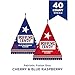PartyWorks Patriotic Candy - 40 Count Bag - Popping Rocks Pouches - 4th of July Candies - Strawberry, Blue Raspberry Flavors - Individually Wrapped Triangles