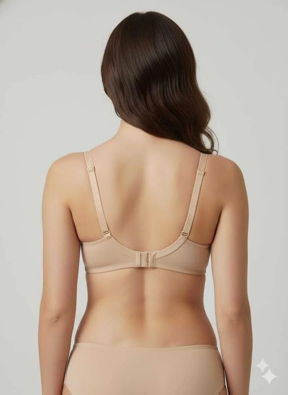 Image of Imsa Moda Women's Nylon Lycra Padded Non-Wired Full Coverage Everyday Bra | Soft, Comfortable & Supportive | Seamless Regular Wear Bra (Pack of 2)