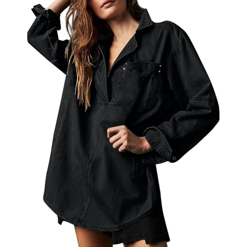 Jacket for Women Winter Fall Long Sleeve Vneck Denim Western Hooded Plain Jackets Coat Women 2025 Fashion