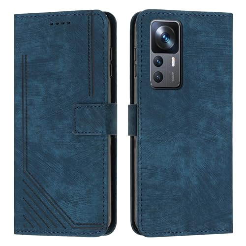 Étui portefeuille pour Xiaomi 12T en bleu avec support vidéo