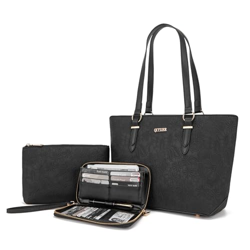 Image of Qiyuer Versatile Daily Purses with RFID Wallet for Women Tote Handbag Set | 3PCS, Fits 13 inch Tablet, Sturdy Vegan PU, Spacious, Work Use, Shoulder Satchel, Large Clutch Wallet, Makeup Bag, Ideal Gift