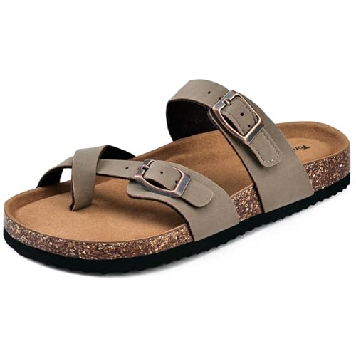 Image of Torotto Boys Girls Sandals with Cork Footbed Adjustable Buckle Casual Flip Flops Sandals Open Toes Flat for Kids Toddler