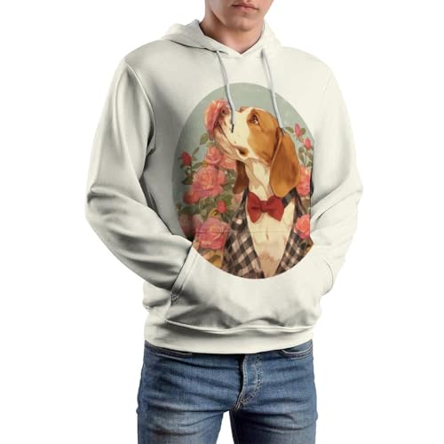 Sweat à capuche chaud et confortable motif chien rose fleur taille S - 6