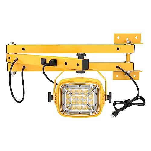 G GJIA 30W LED Loading Dock Light with 40" Folding Double Arm, Built-in Receptacle 4200 Lumens, 360° Rotatable Lamp Head, IP65 Rated ETL Listed for Trailers, Docks, Warehouses, Container - image 1