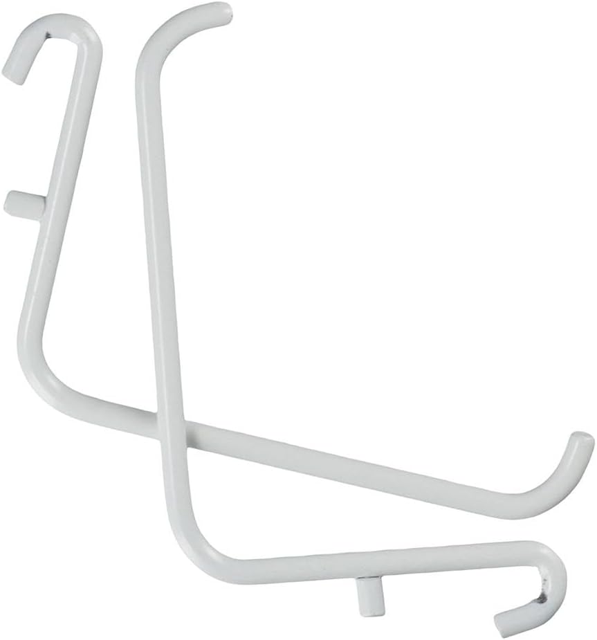 FEIYING 2pcs Large L Shape White Pegboard Hooks, Locking Peg Board Hooks Heavy Duty Iron L Shape Peg Hook Peg Board Tool Organizer