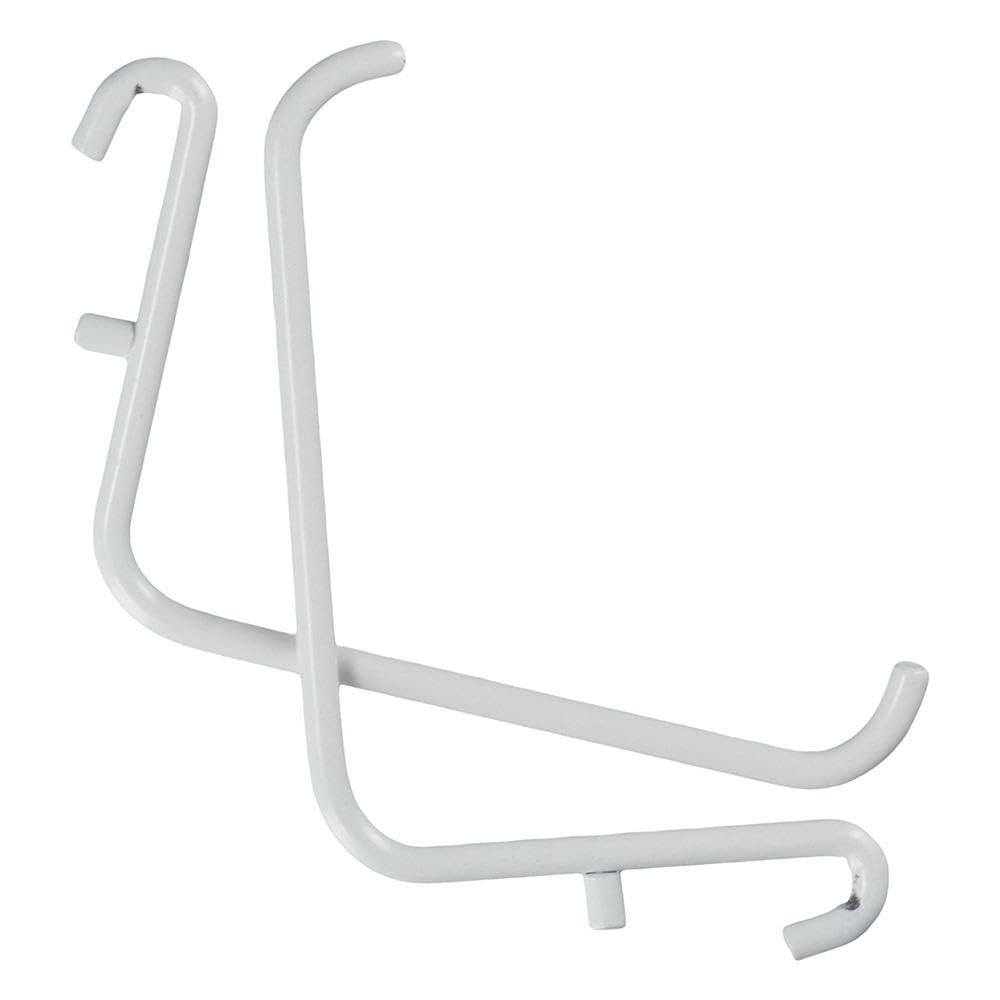FEIYING 2pcs Large L Shape White Pegboard Hooks, Locking Peg Board Hooks Heavy Duty Iron L Shape Peg Hook Peg Board Tool Organizer