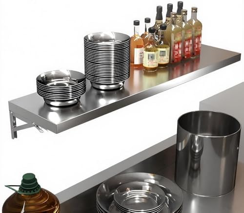 SpaceSaving WallMounted Folding Workbench Stainless Steel Compact Desk for Home Office Laundry Bedroom & Dorm Room (50x25cm/20x10in)