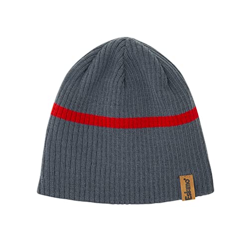 Eskimo Standard Ribbed Beanie, Gray/Red, One Size