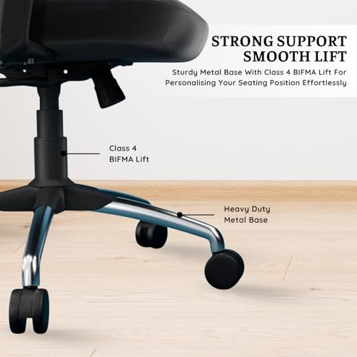 Image of activa Hector Ergonomic Office Chair | Mesh Computer Chair with 2D Armrest | Adjustable Headrest & Lumbar Support | Executive Revolving Desk Chair for Workspace /Desk (White & Teal, High Back)
