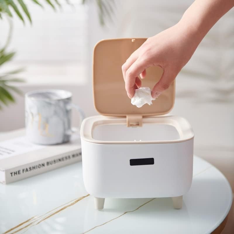 Azcona Mini Desktop Dustbin, Trash Can Plastic Swing Lid Storage Bin with Lid Removable Trash Can Suitable for Small on Kitchen Countertops - 1pcs Multicolor. 1