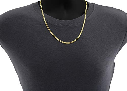 Nuragold 10K Yellow Gold 3.5Mm Cuban Curb Link Chain Pendant Necklace, Mens Womens Jewelry 16" 18" 20" 22" 24" 26" 28" 30" #TOP6