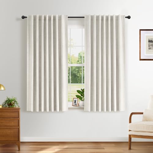 INOVADAY 100% Blackout Curtains 2 Panels Beige Curtains 46 W x 54 L